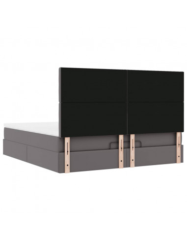 Struttura Letto Pouf con Materasso Grigio 160x200 cm Similpelle