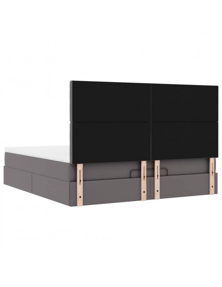 Struttura Letto Pouf con Materasso Grigio 180x200 cm Similpelle