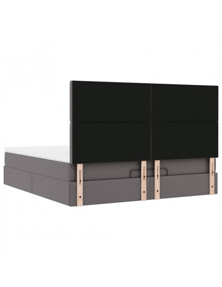 Struttura Letto Pouf con Materasso Grigio 180x200 cm Similpelle