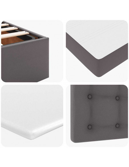 Letto Pouf con Materasso Grigio 90x190 cm Similpelle