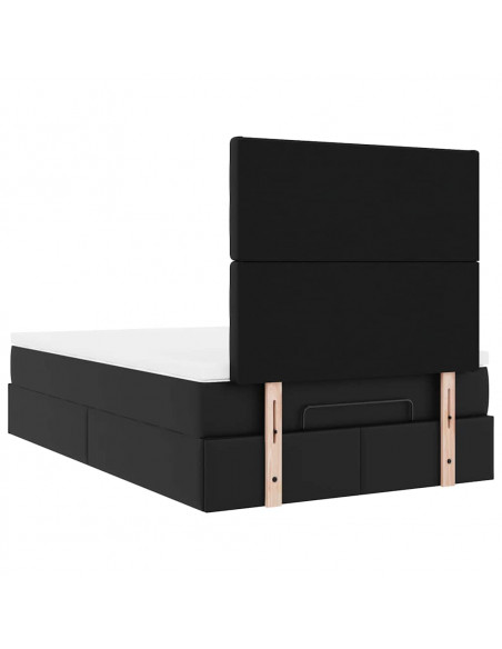 Struttura Letto Pouf con Materasso Nero 120x190 cm Similpelle