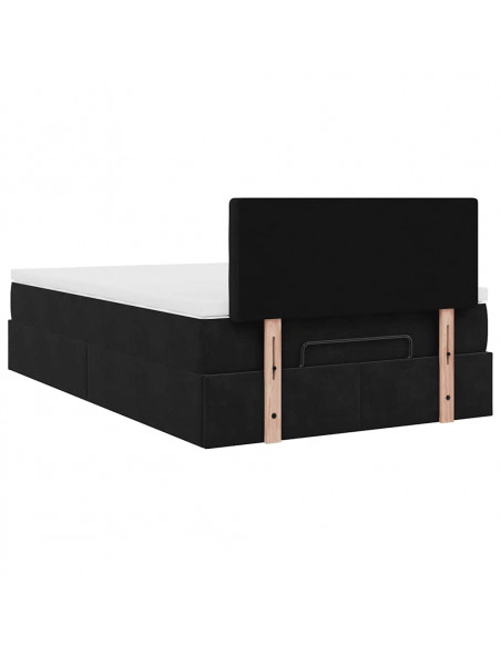 Pouf Letto con Materasso Nero 120x190 cm Velluto