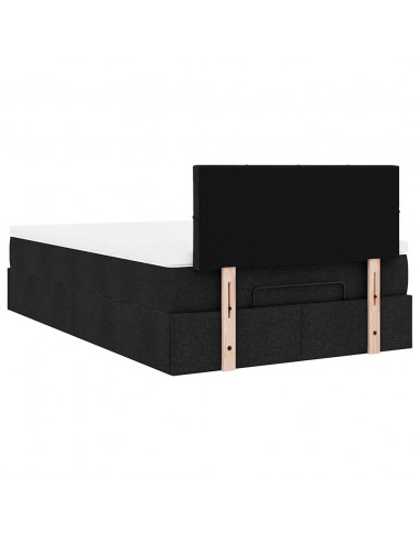 Struttura Letto Pouf con Materasso Nero 120x200 cm in Tessuto