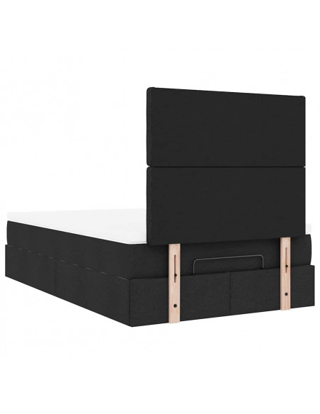 Struttura Letto Pouf con Materasso Nero 120x200 cm in Tessuto