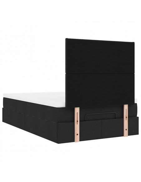 Struttura Letto Pouf con Materasso Nero 120x200 cm in Tessuto
