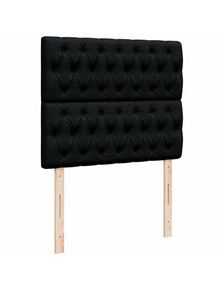 Struttura Letto Pouf con Materasso Nero 120x200 cm in Tessuto
