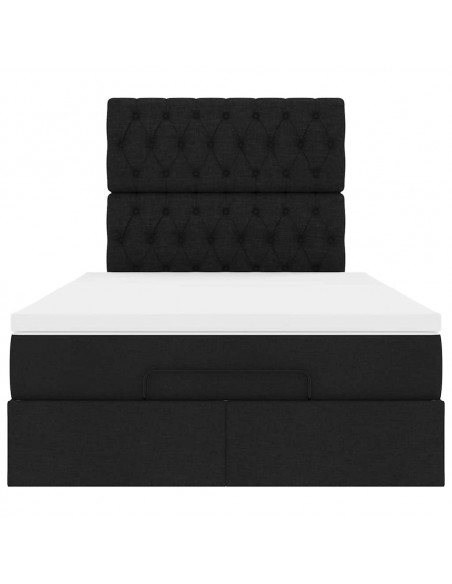 Struttura Letto Pouf con Materasso Nero 120x200 cm in Tessuto