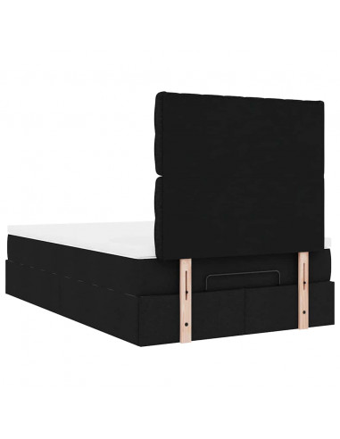 Struttura Letto Pouf con Materasso Nero 120x200 cm in Tessuto