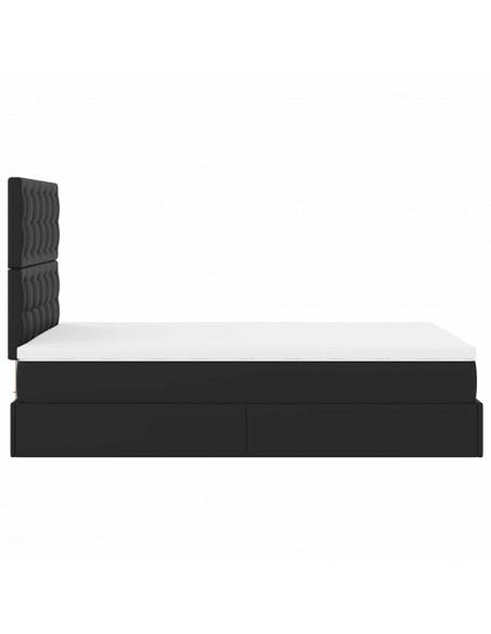 Struttura Letto Pouf con Materasso Nero 120x200 cm Similpelle
