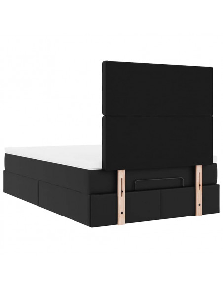 Struttura Letto Pouf con Materasso Nero 120x200 cm Similpelle