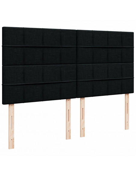 Struttura Letto Pouf con Materasso Nero 160x200 cm in Tessuto