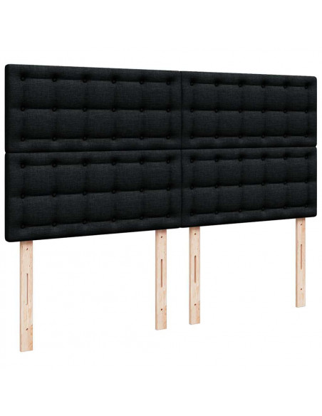 Struttura Letto Pouf con Materasso Nero 160x200 cm in Tessuto