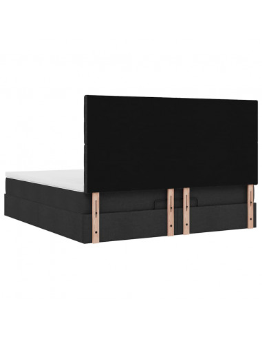 Struttura Letto Pouf con Materasso Nero 160x200 cm in Tessuto