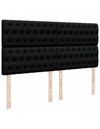 Struttura Letto Pouf con Materasso Nero 160x200 cm in Tessuto