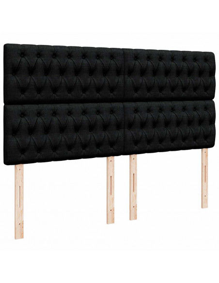 Struttura Letto Pouf con Materasso Nero 160x200 cm in Tessuto
