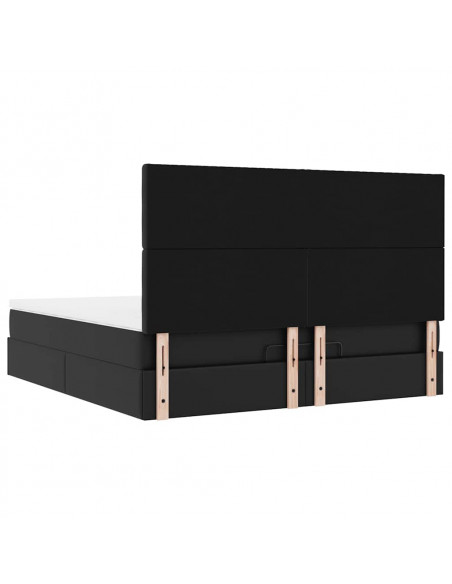 Struttura Letto Pouf con Materasso Nero 160x200 cm Similpelle