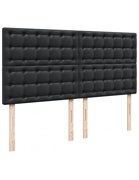 Struttura Letto Pouf con Materasso Nero 160x200 cm Similpelle