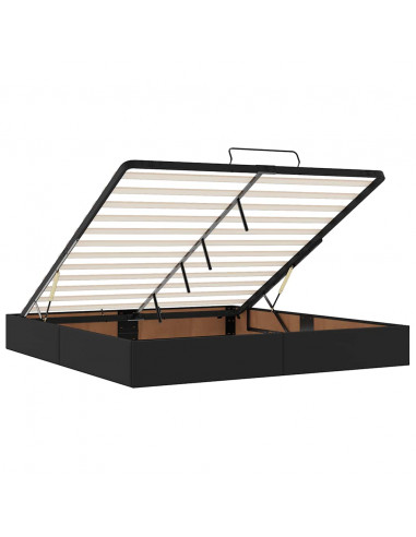 Struttura Letto Pouf con Materasso Nero 160x200 cm Similpelle