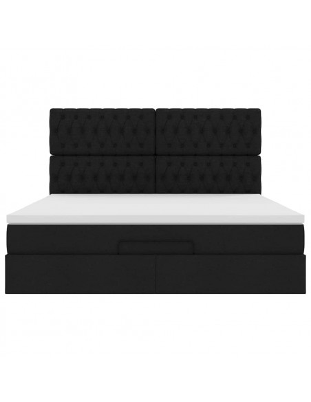 Struttura Letto Pouf con Materasso Nero 180x200 cm in Tessuto
