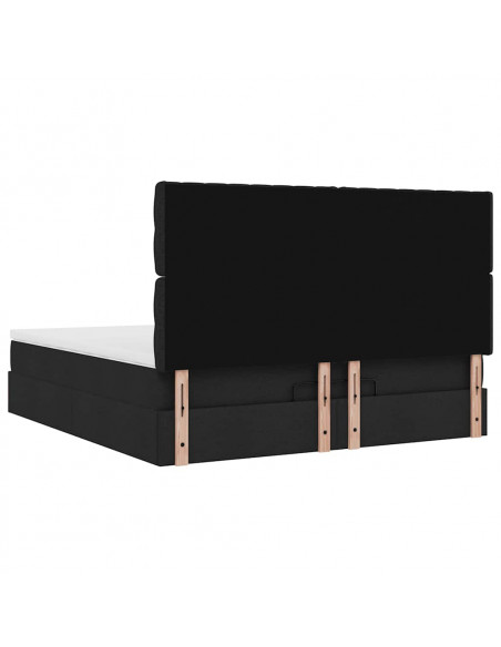 Struttura Letto Pouf con Materasso Nero 180x200 cm in Tessuto
