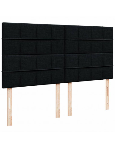 Struttura Letto Pouf con Materasso Nero 180x200 cm in Tessuto