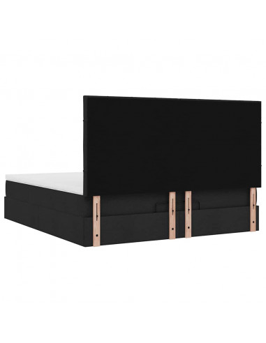 Struttura Letto Pouf con Materasso Nero 180x200 cm in Tessuto