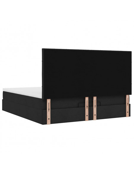 Struttura Letto Pouf con Materasso Nero 180x200 cm in Tessuto