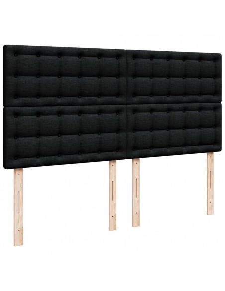 Struttura Letto Pouf con Materasso Nero 180x200 cm in Tessuto