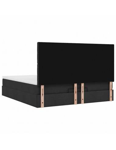 Struttura Letto Pouf con Materasso Nero 180x200 cm in Tessuto