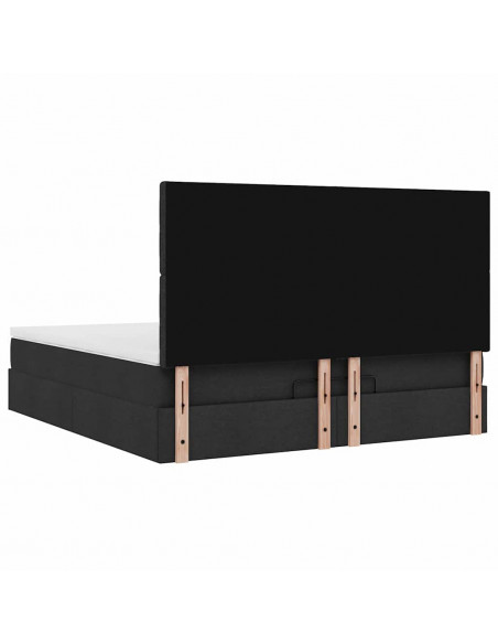 Struttura Letto Pouf con Materasso Nero 180x200 cm in Tessuto