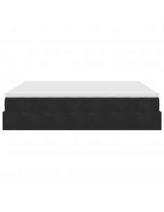 Struttura Letto Pouf con Materasso Nero 180x200 cm in Velluto