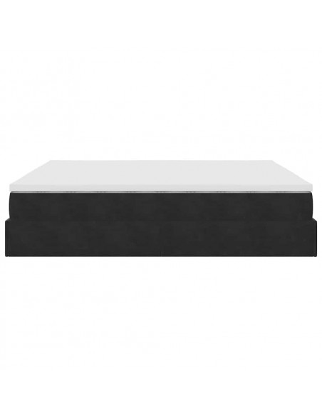 Struttura Letto Pouf con Materasso Nero 180x200 cm in Velluto
