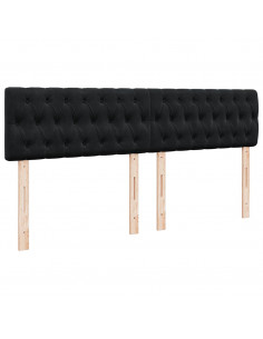 Struttura Letto Pouf con Materasso Nero 180x200 cm in Velluto