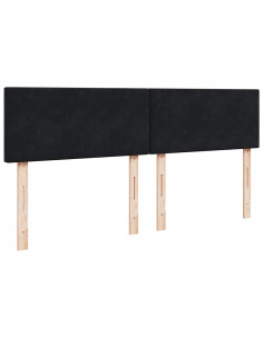 Struttura Letto Pouf con Materasso Nero 180x200 cm in Velluto