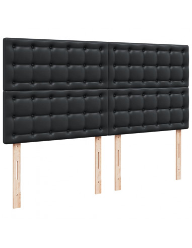 Struttura Letto Pouf con Materasso Nero 180x200 cm Similpelle