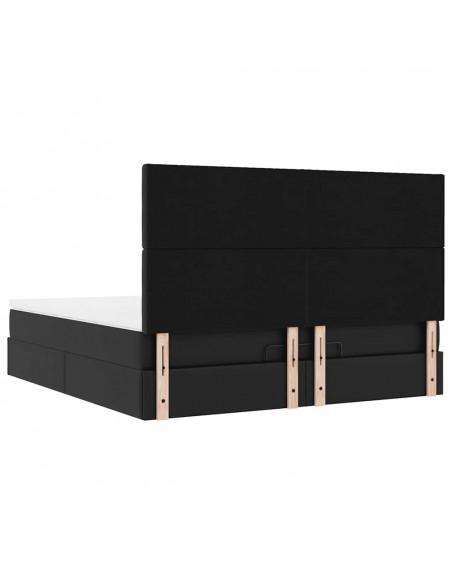 Struttura Letto Pouf con Materasso Nero 180x200 cm Similpelle