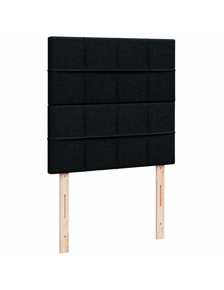 Pouf Letto con Materasso e LED Nero 80x200cm in Tessuto