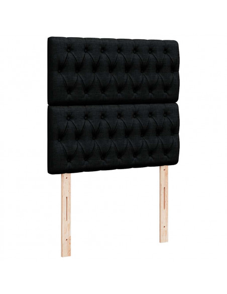 Pouf Letto con Materasso e LED Nero 80x200cm in Tessuto