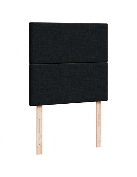 Pouf Letto con Materasso e LED Nero 80x200cm in Tessuto