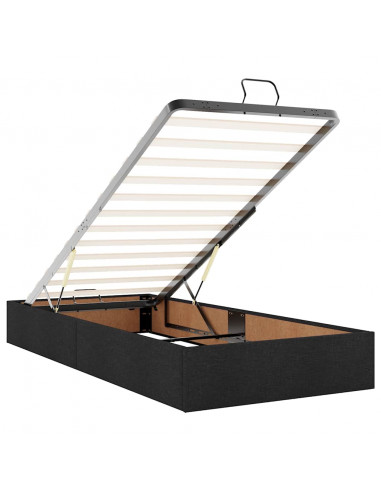 Pouf Letto con Materasso e LED Nero 80x200cm in Tessuto