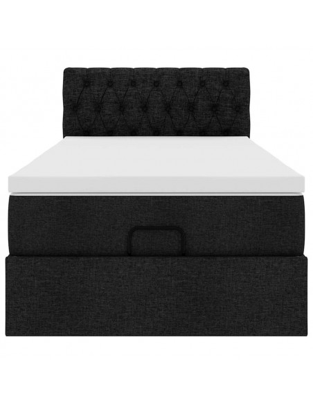 Struttura Letto Pouf con Materasso Nero 90x190 cm in Tessuto