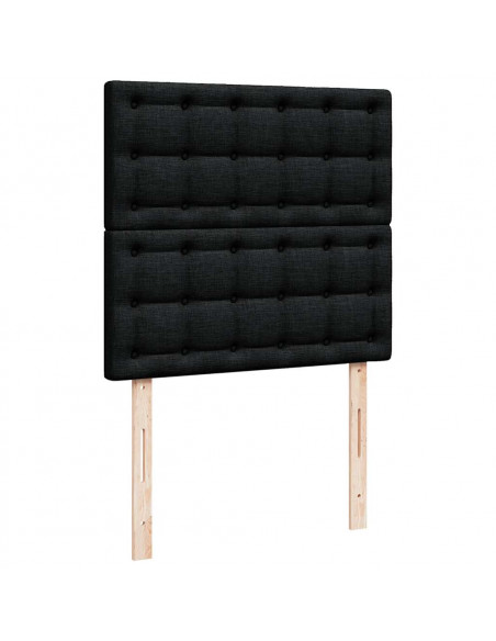 Struttura Letto Pouf con Materasso Nero 90x190 cm in Tessuto