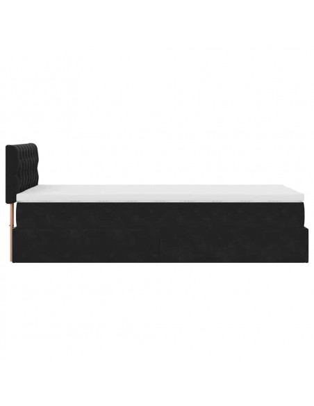Struttura Letto Pouf con Materasso Nero 90x190 cm in Velluto