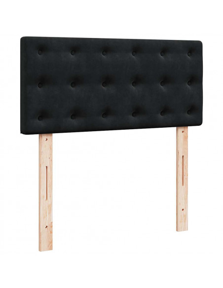 Struttura Letto Pouf con Materasso Nero 90x190 cm in Velluto