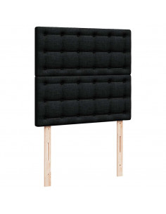 Struttura Letto Pouf con Materasso Nero 90x200 cm in Tessuto