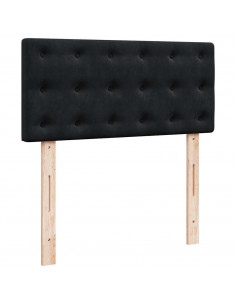 Struttura Letto Pouf con Materasso Nero 90x200 cm in Velluto