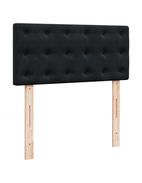 Struttura Letto Pouf con Materasso Nero 90x200 cm in Velluto