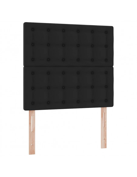 Struttura Letto Pouf con Materasso Nero 90x200 cm Similpelle