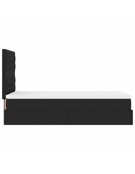 Struttura Letto Pouf con Materasso Nero 90x200 cm Similpelle