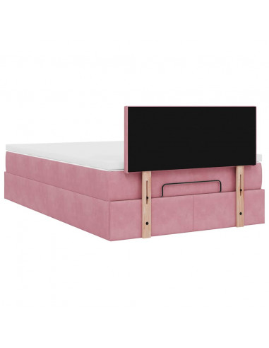 Pouf Letto con Materasso Rosa 120x190 cm Velluto